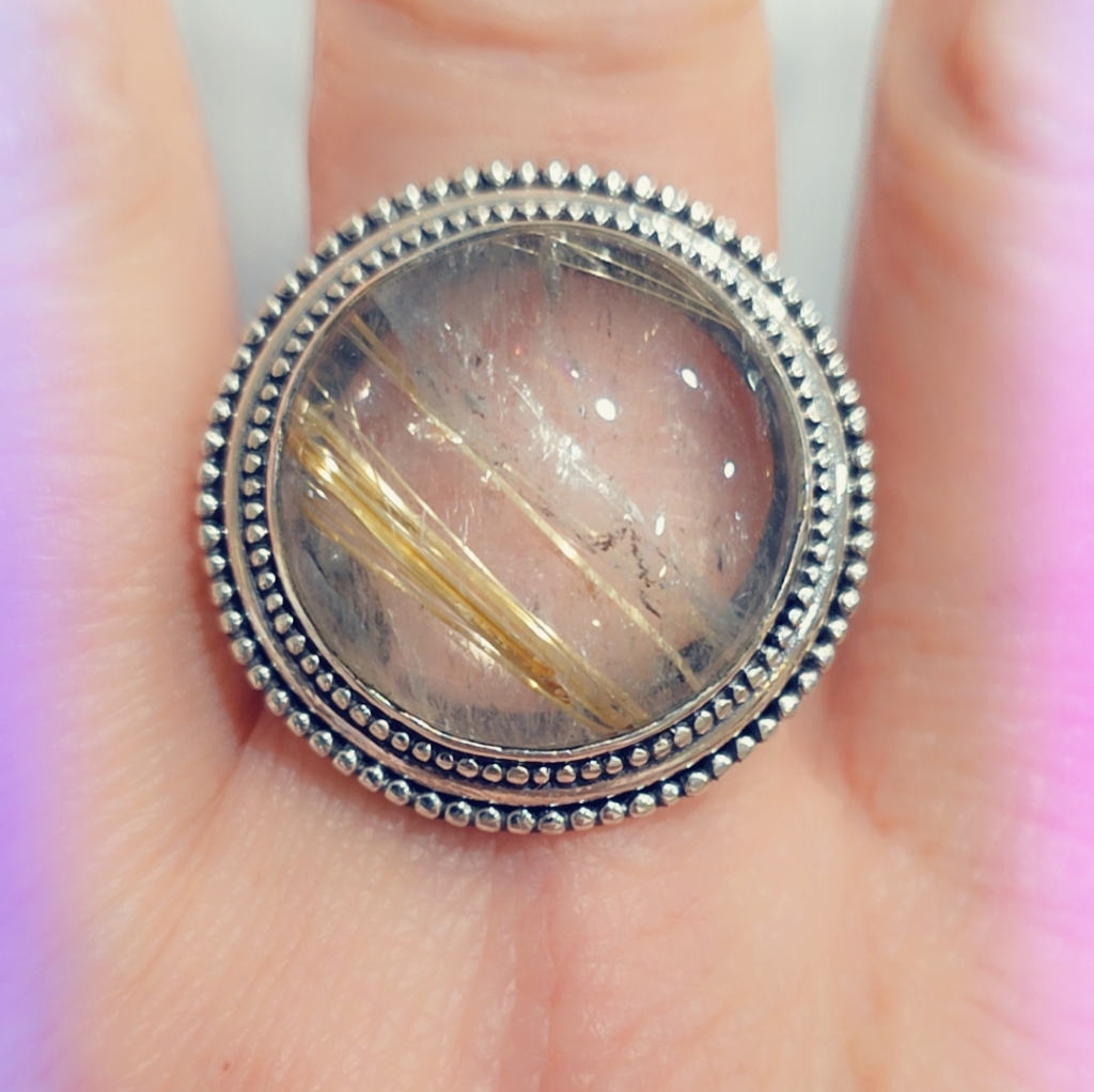 Angel Hair Sterling Gemstone Ring 127$